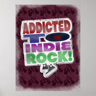 Póster Viciado em Rock Indie Slogan de Música Épica e Div