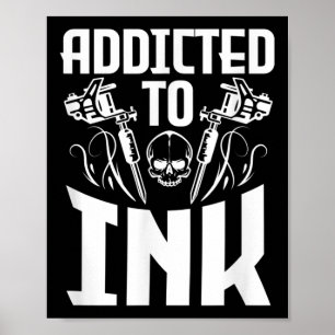 Poster Viciado Em Tatuagem Engraçada À Tinta Sobre O Crân