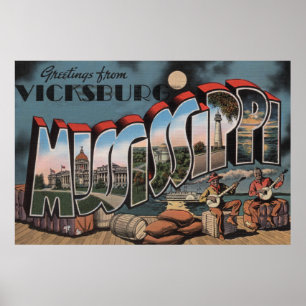 Poster Vicksburg, Mississippi - Large Letter Scenes