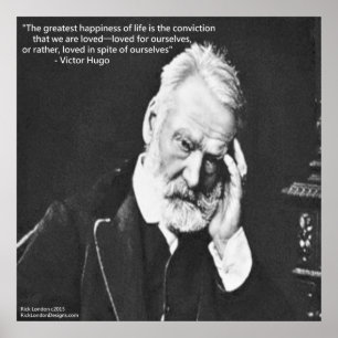 Póster Victor Hugo & Citação de Felicidade Cartaz Rick Lo