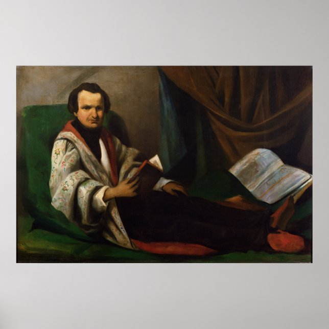 Poster Victor Hugo no divan, c.1830-40 (Frente)