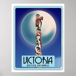 Poster Victoria, Columbia Totem Pole.