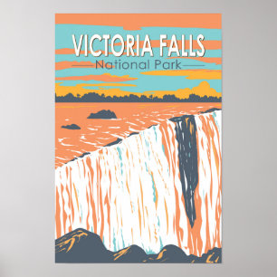 Poster Victoria Falls National Park Viagem Art Vintage