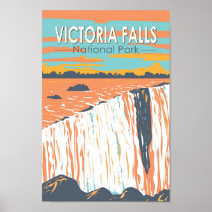 Poster Victoria Falls National Park Viagem Art Vintage