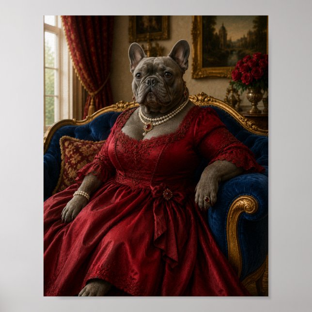 Poster Victorian French Bulldog Duchess Portrait Frenchie (Frente)