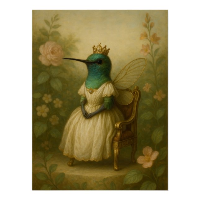 Póster Victorian Hummingbird Queen | Majestic Fairy Bird  (Frente)
