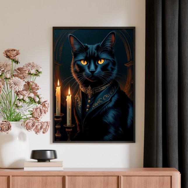Poster  Victorian Medieval Black Cat Gallery Art (Criador carregado)
