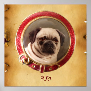 Poster VICTORIAN MINIATURE DOG PORTRAITS Pug