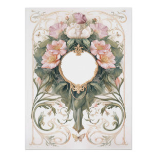 Póster Victorian Romance Floral Background