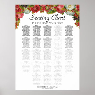 Poster Victorian Roses 23 Table Wedding Seating Chart