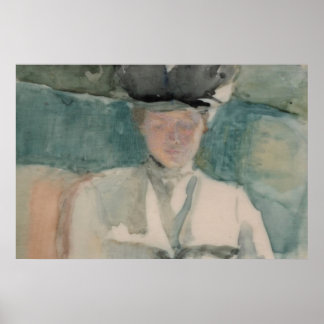 Poster Victorian Woman Portrait Pastel-Tone Watercolor