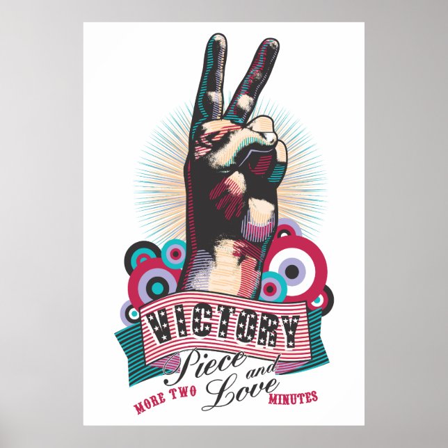 Poster – Victory Peace & Love Pop-Art Design (Frente)