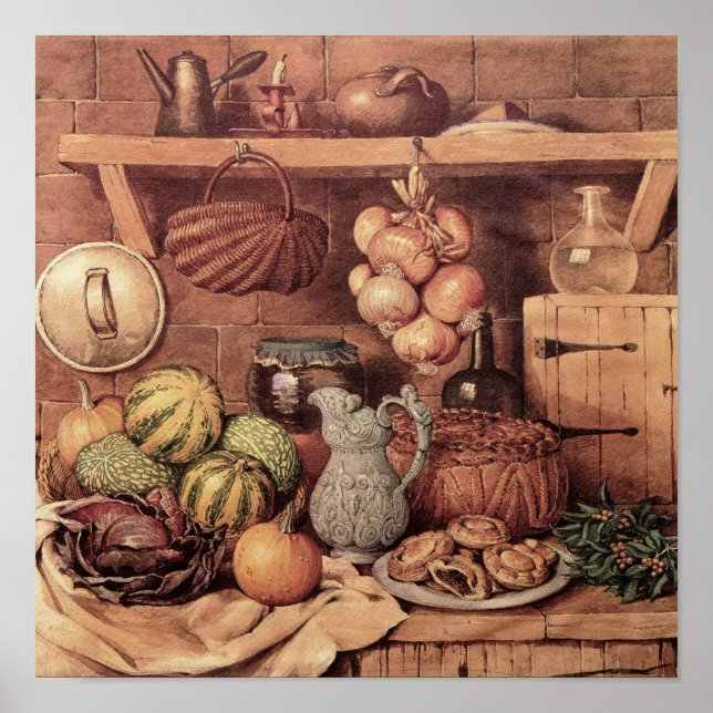 Póster Vida contínua com a Comida de Natal (Frente)