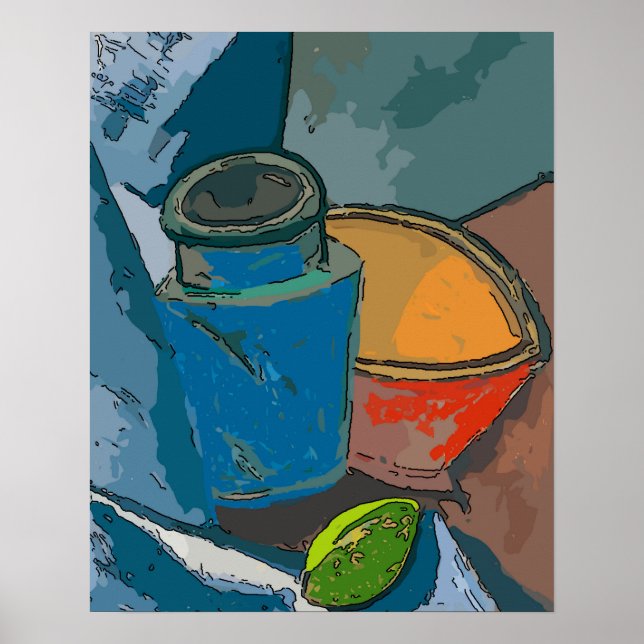 Poster Vida contínua com Avacado Abstrato (Frente)