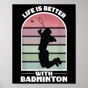 Poster Vida de Badminton Divertido Jogo Retro 