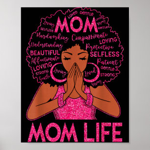 Poster Vida de Mãe Afro-Americana Mulher Negra Mãe Feliz