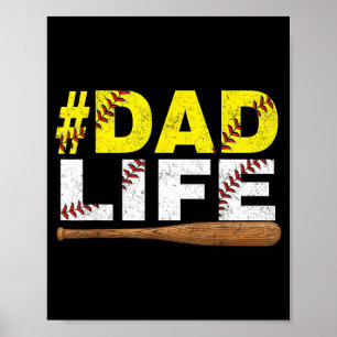 Poster Vida de Pai Engraçado Softbol Beisebol Pai Esporte