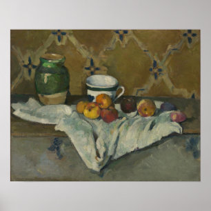 Poster Vida de Paul Cezanne   ainda com frasco, copo, e