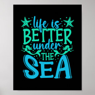 Poster Vida de sereia sob as férias de biologia marinha n