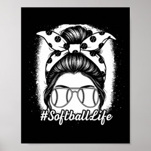 Poster Vida de Softball Coque Desarrumado Luvas de Tacos