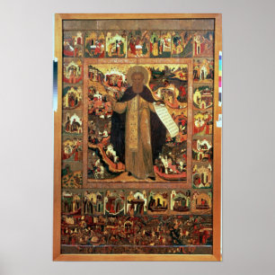 Poster Vida de St. Sergius de Radonesh, 1640s