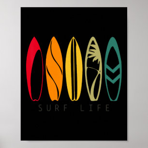 Poster Vida de Surf Surfismo Vintage Retro Prancha de Sur