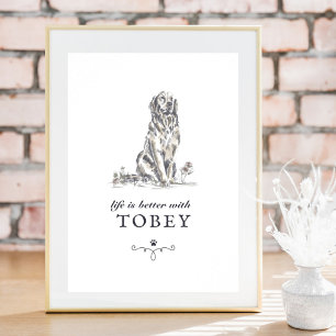 Poster Vida do ouro Retriever é melhor com nome personali