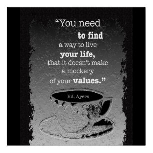 Póster Vida e Valores, citação do existencialismo ilustra