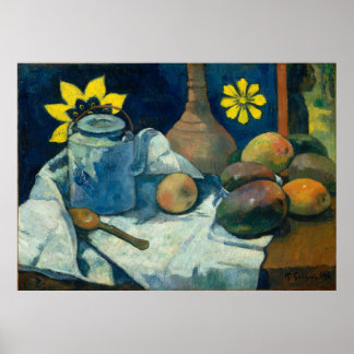 Póster Vida Estática com Bule e Fruta - Paul Gauguin