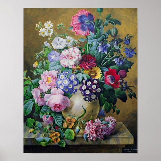 Póster Vida Estática das Flores de Verão (Frente)