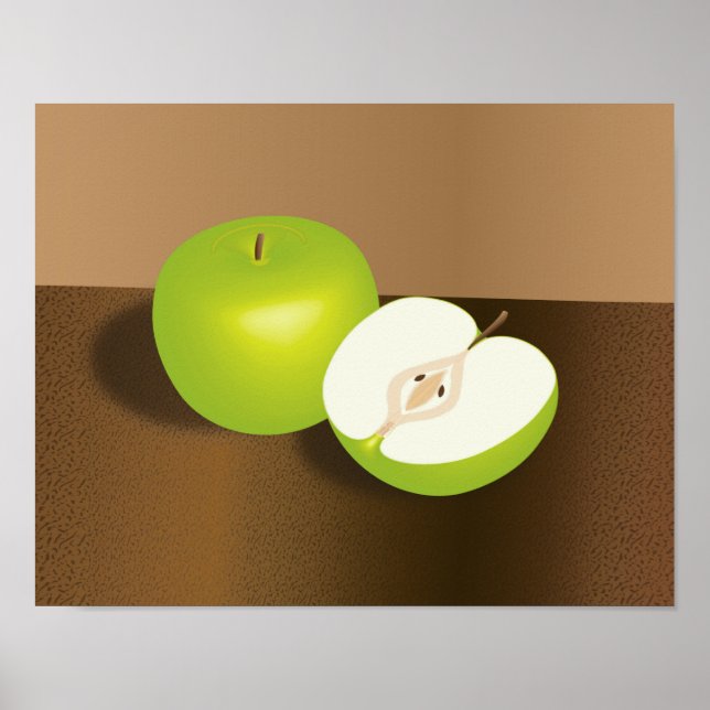 Poster Vida estática de maçã e meia verde (Frente)