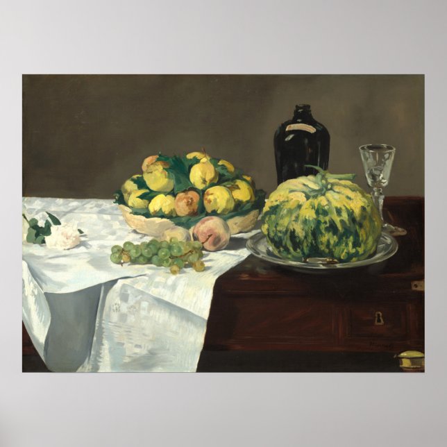 Poster Vida Estática, Melon Peaches - Edouard Manet Belas (Frente)