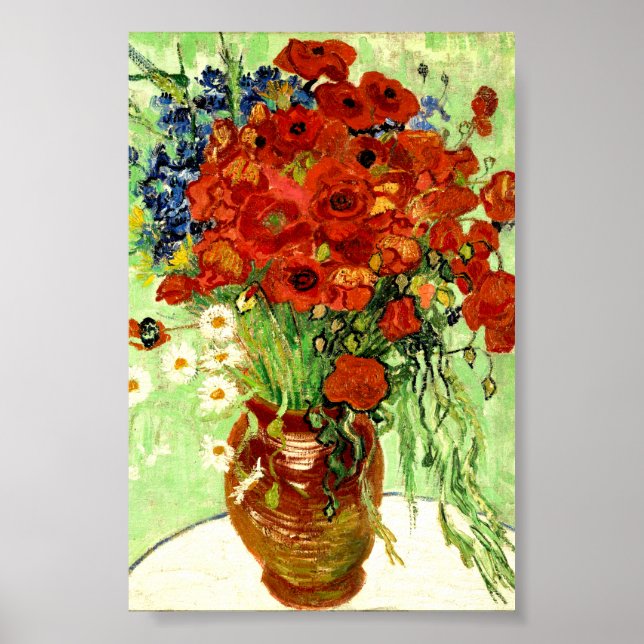 Póster Vida Estática, Vase com Visitas e Poppies (1890) (Frente)