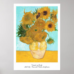 Póster Vida Estática - Vaso com Doze Girassóis van Gogh