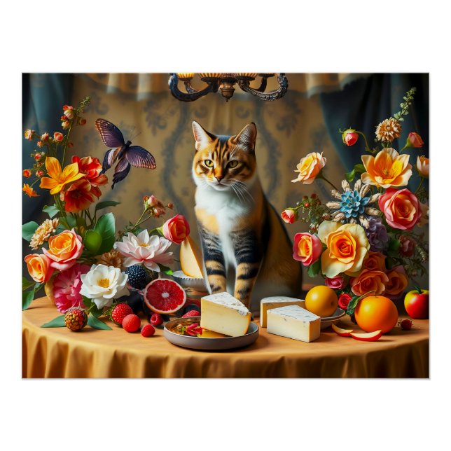 Póster Vida eterno Estática com Gato e Produto (Frente)