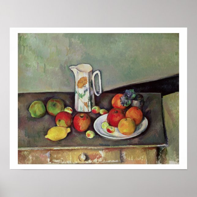 Poster Vida ininterrupta com leite e fruta, c.1886-90 (ól (Frente)