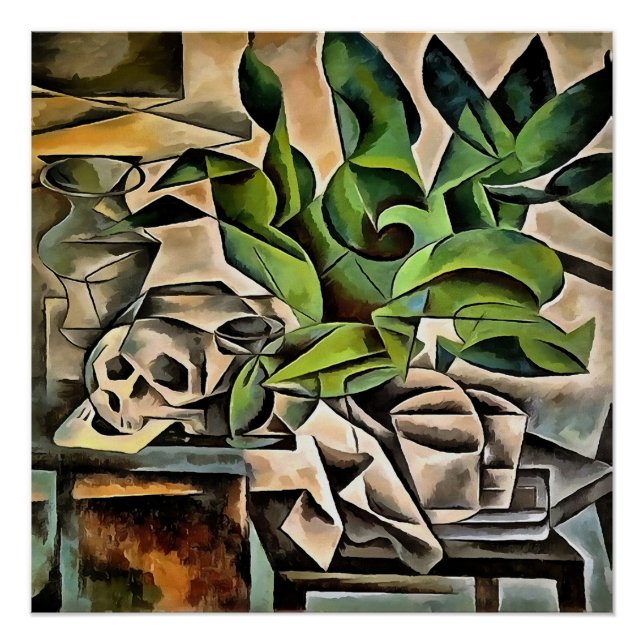 Póster Vida ininterrupta com o Cranium Geométrico Vanitas (Frente)