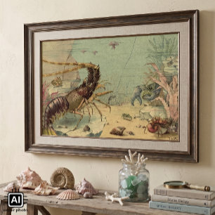 Poster Vida Marinha Antiga, Animais no Oceano