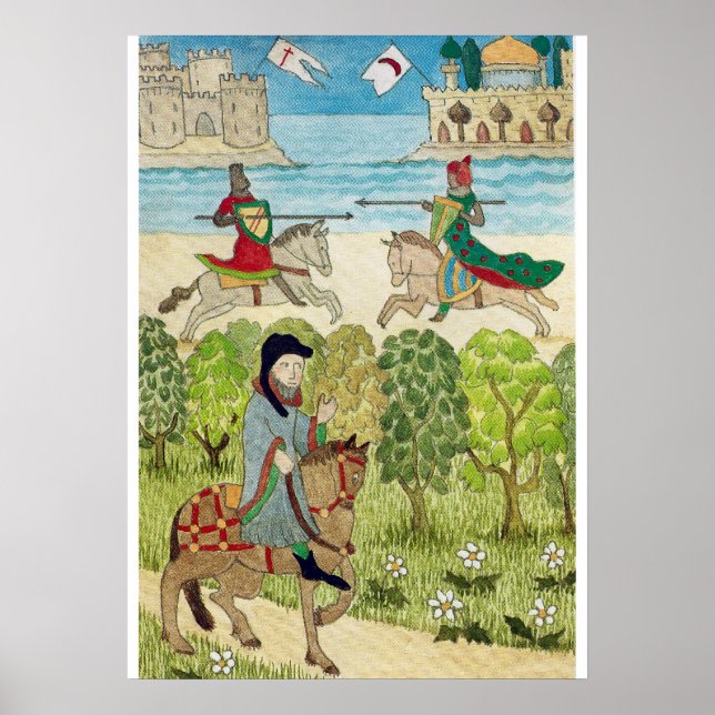 Póster Vida Medieval na Inglaterra - Peregrinos Canterbur (Frente)