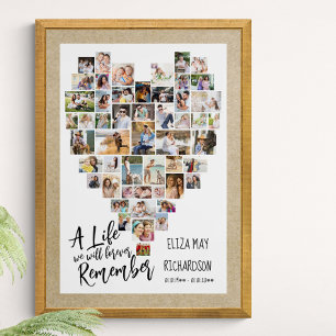 Poster Vida para Recordar Memorial em forma de coração co