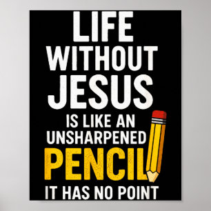 Poster Vida Sem Jesus - Citação Divertida da Fé Cristã