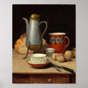 Poster Vida tranquila, café e batatas   Albert Anker