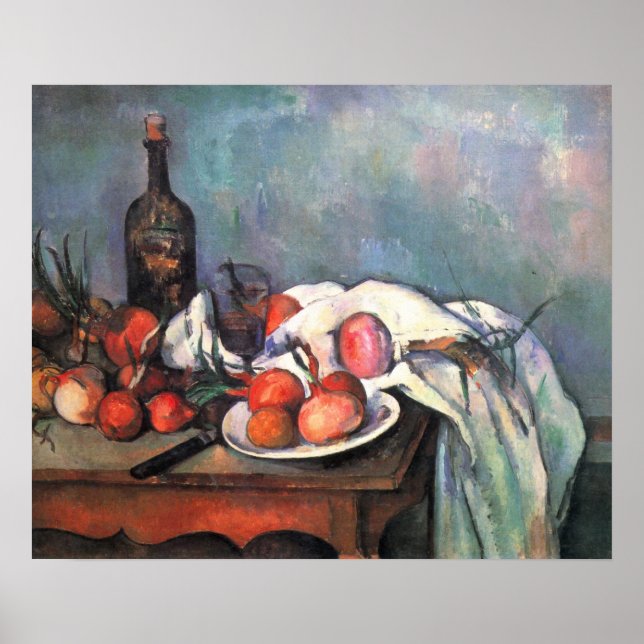 Póster Vida tranquila com cebolas - Paul Cézanne (Frente)