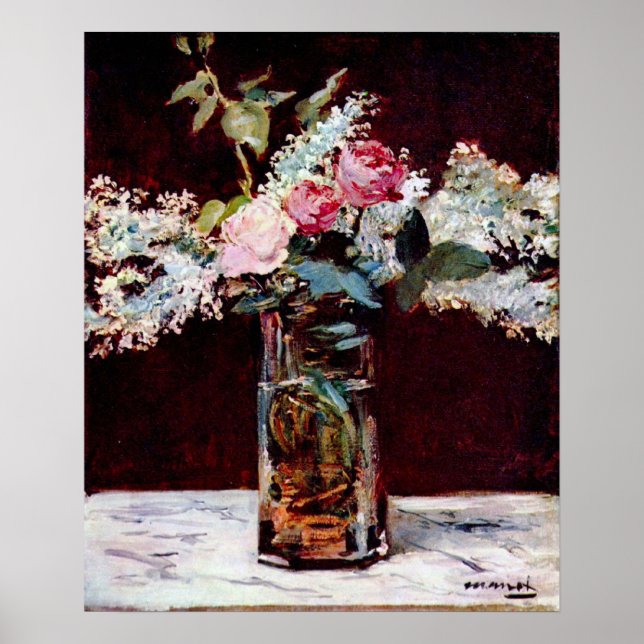 Póster Vida tranquila, lilás e rosas de Edouard Manet (Frente)