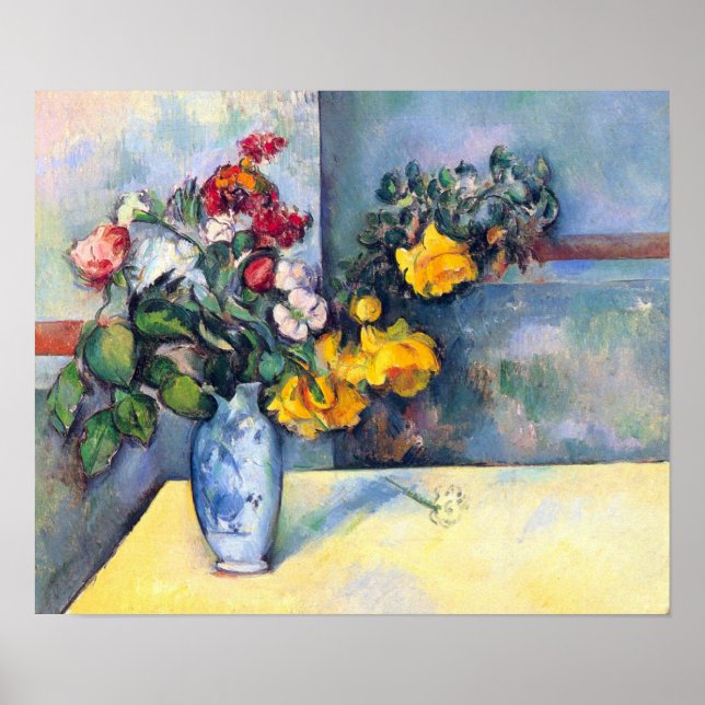Poster Vidas calmas, flores num vaso de Paul Cezanne (Frente)