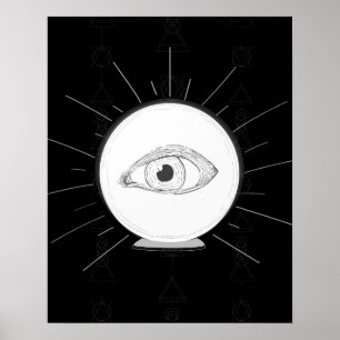 Poster Vidente Olho Vidente Bola de Cristal Esotérica