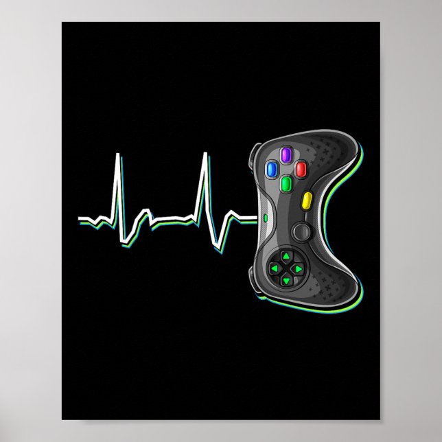 Poster Video Gamer Heartbeat Video Game Controller Gift K (Frente)