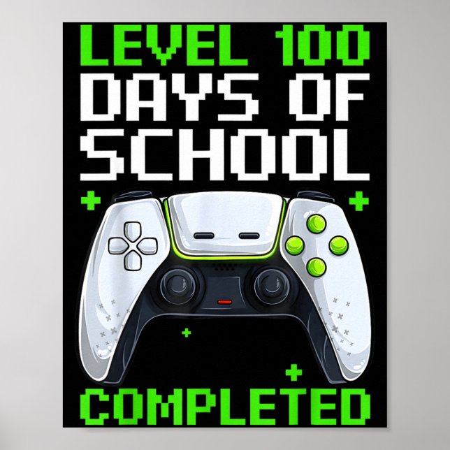 Poster Video Gamer Student 100th Day Teacher 100 Days Of  (Frente)