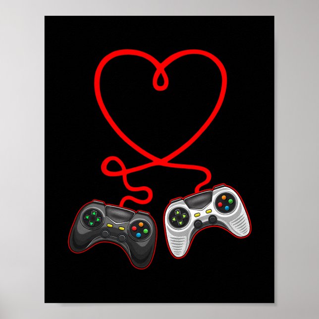 Poster Video Gamer Valentines Day With Controllers Heart  (Frente)