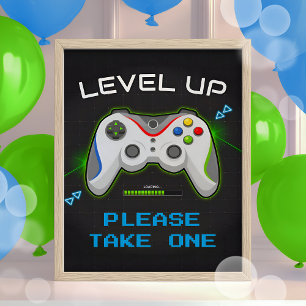 Poster Vídeo Jogo Aniversário Jogador Favorece Sinal